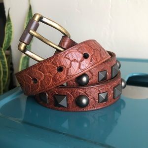 Gap Leather Studded Gold Brown Belt